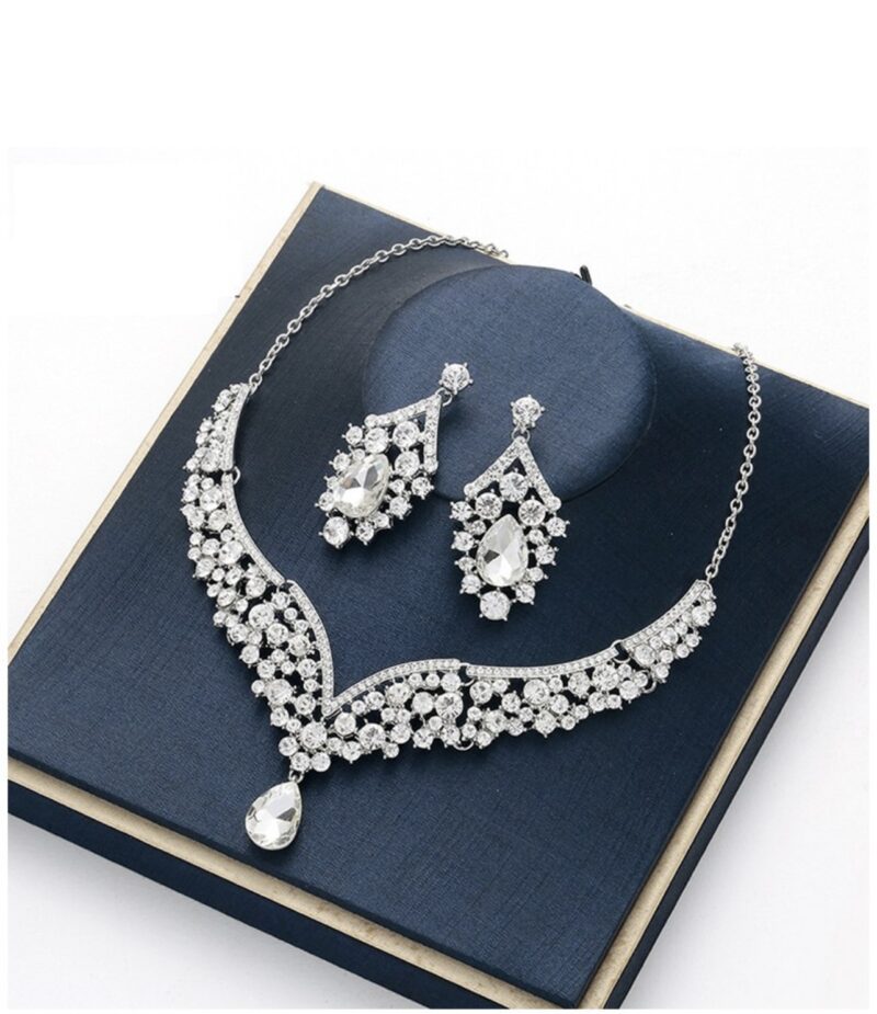 Wedding Necklace Earrings Set Self-Wedding Shooting 14k Cubic Accessory Chandelier Necklace Earrings Set Party Dress Jewelry Set 2312F04 - Image 2