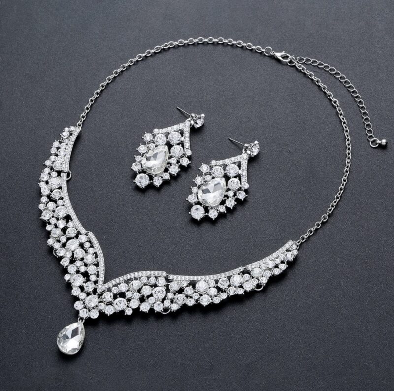 Wedding Necklace Earrings Set Self-Wedding Shooting 14k Cubic Accessory Chandelier Necklace Earrings Set Party Dress Jewelry Set 2312F04 - Image 7