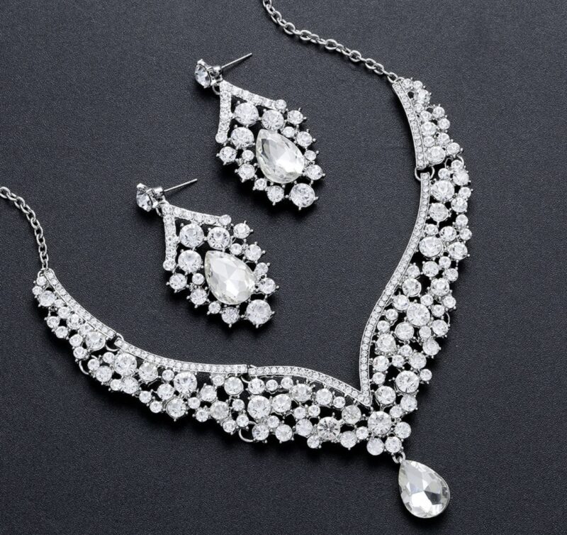 Wedding Necklace Earrings Set Self-Wedding Shooting 14k Cubic Accessory Chandelier Necklace Earrings Set Party Dress Jewelry Set 2312F04 - Image 6