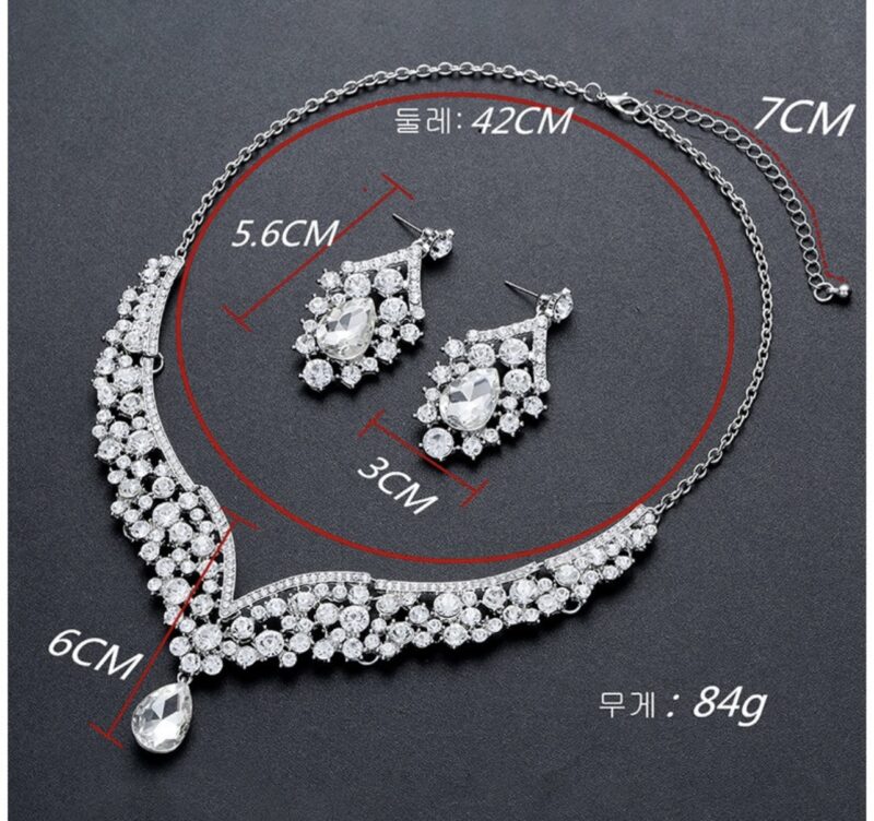 Wedding Necklace Earrings Set Self-Wedding Shooting 14k Cubic Accessory Chandelier Necklace Earrings Set Party Dress Jewelry Set 2312F04 - Image 4